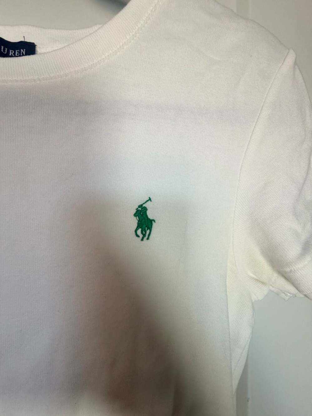 Ralph Lauren Women's White Crewneck Short Sleeve Shirt with Green Pony L_181 - Picture 2 of 8